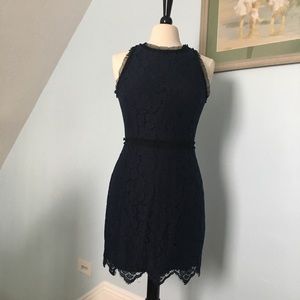Milly Lace Dress, navy lace w/ black lining, Sz 8